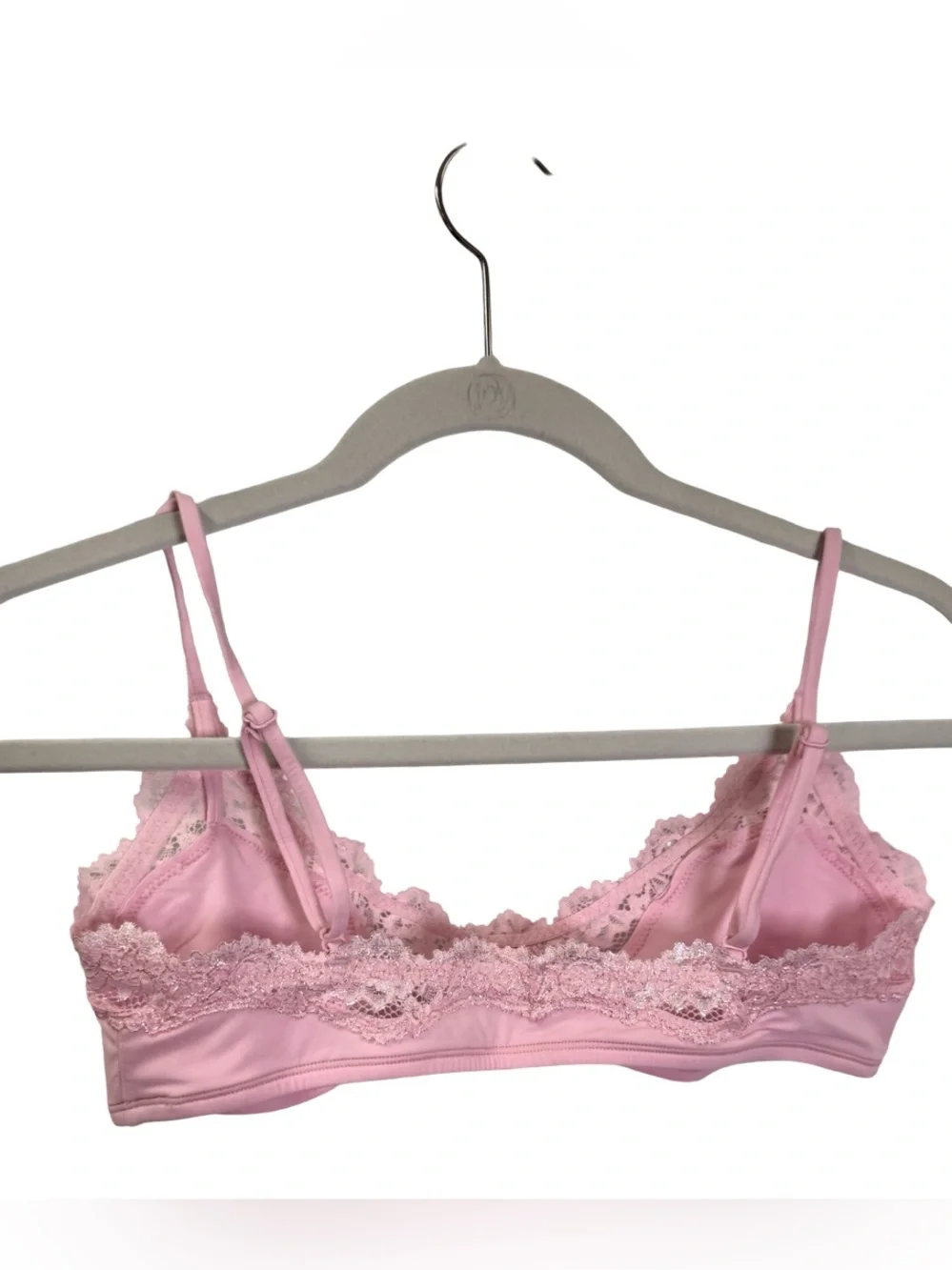 SKIMS Pink Lace Trim Bralette Medium Soft Stretch Triangle Bra - Picture 3 of 6